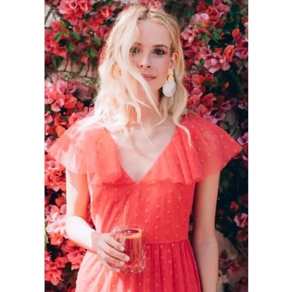 Tuckernuck tulle poppy pink Giselle maxidress gown - Picture 4 of 8